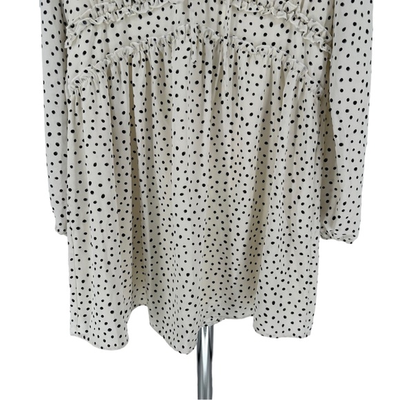 Altar’d State White Black Polka Dot Mini Dress size Large NWT Long Sleeves - Picture 5 of 12